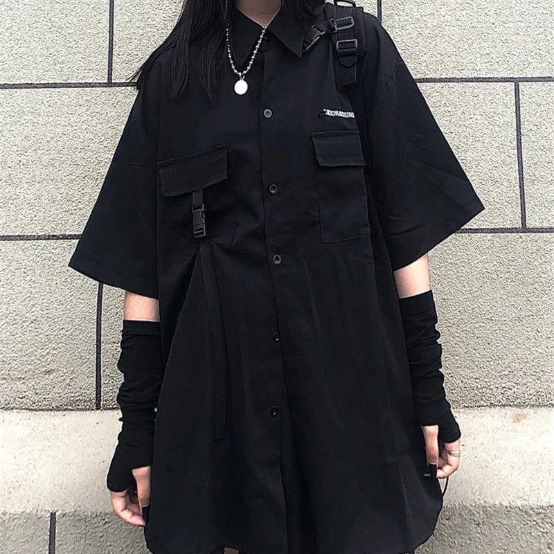 Y2K Gothic Shirt Set Skirt Women Emo Scene Harajuku Grunge Clothes Egirl Techwear Skirt BF Top Aesthetic Jupe Femme Mall Goth