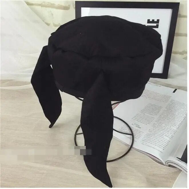 New 1 piece black Cute Berets Travel Phtoto Soft Fluff Rabbit Ear eye Hat Long Ear