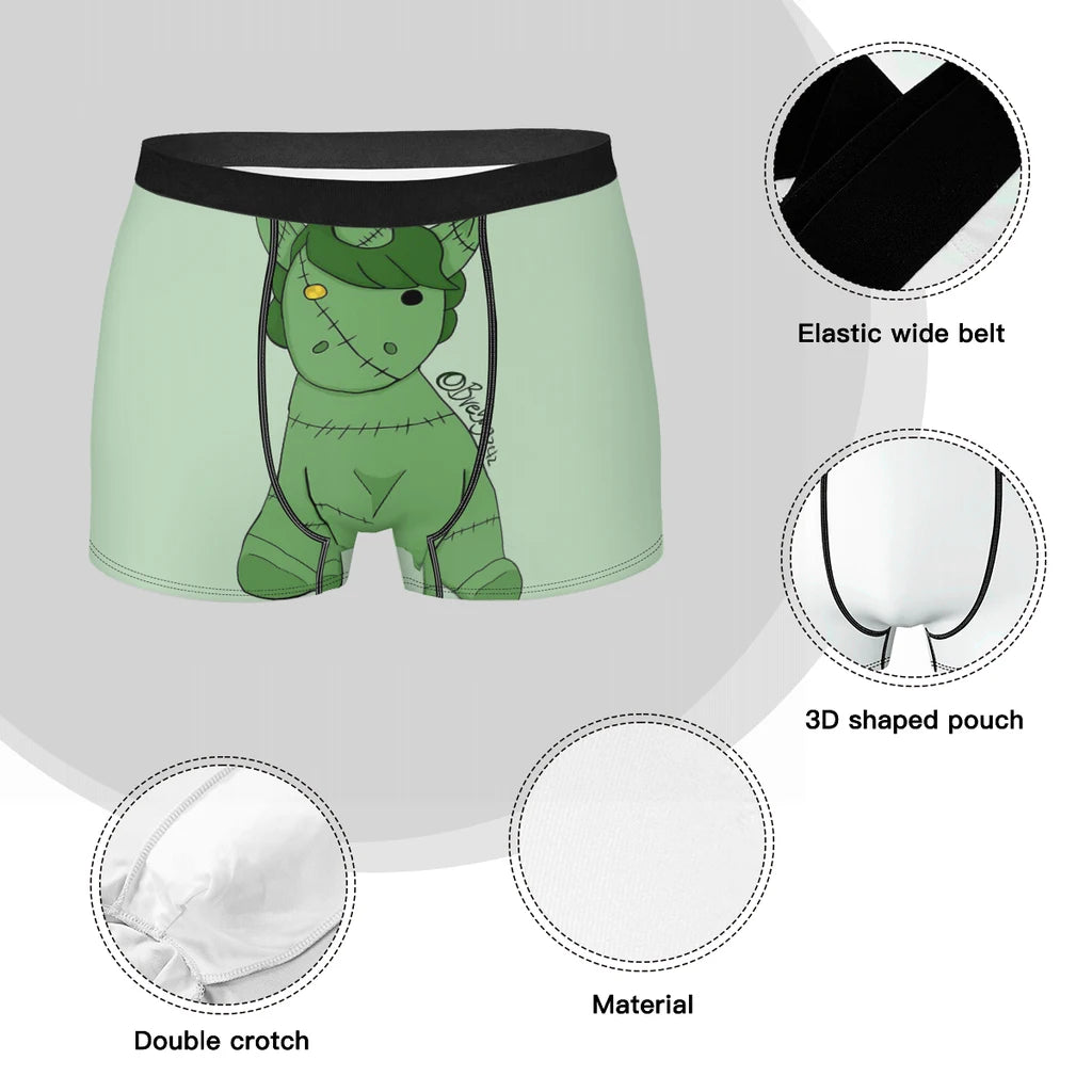 Green Cute Zombie Unicorn Happy Halloween Underpants Cotton Panties Men's Underwear Ventilate Shorts Boxer Briefs